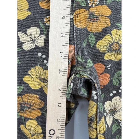 Free People Jeans Womens 25 Black Yellow Floral Deep Trance Boyfriend Crop NEW - Picture 10 of 13